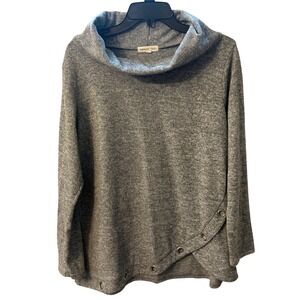 Parallel Skies Gray Heathered Cowl Neck Pullover Top XL